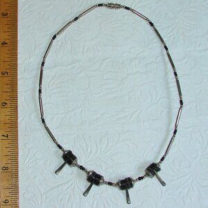 Native American Navajo? Choker NECKLACE, Liquid Silver w/Spike Accents  E16